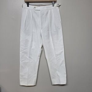 Suitsupply Mens Mira White Pleated Dress Pants High Waist Tab Buckle Sz 30x26